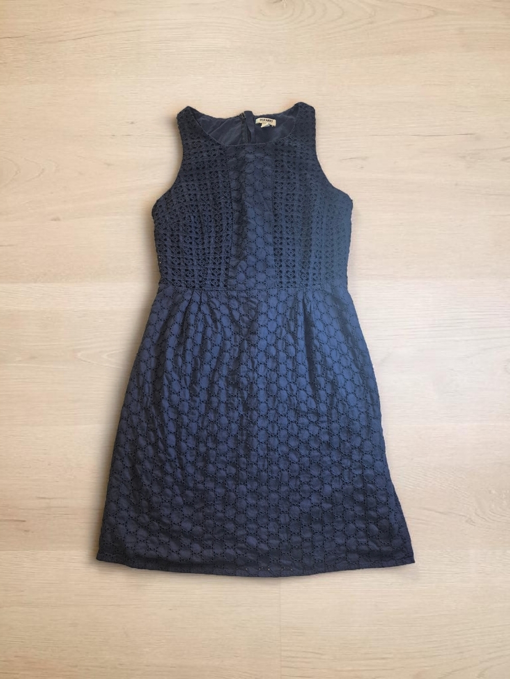 Old Navy Navy Sleeveless Lace Fit & Flare Knee Length Dress Sz. 12
